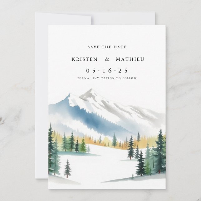 Classy Editable Mountain Save The Date (Front)