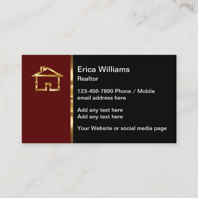 Classy Editable Real Estate Business Cards (Front)
