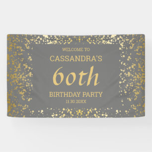 Classy Egypt Gold Sprinkles Grey Birthday Banner