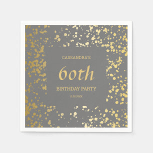 Classy Egypt Gold Sprinkles Grey Birthday Napkin