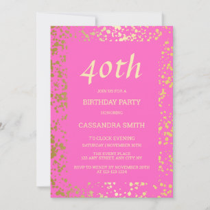 Classy Egypt Gold Sprinkles Pink Birthday Invitation
