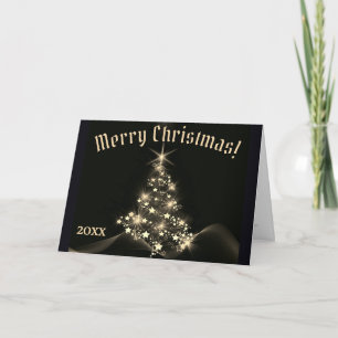 Classy Elegance Gold Shine Stars Christmas Tree   Thank You Card