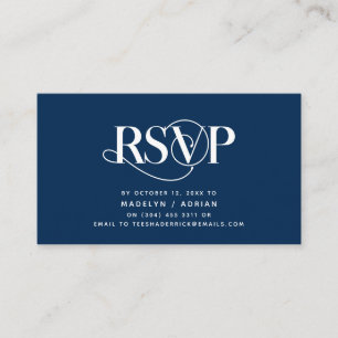 Classy Elegance, Navy Blue Script, RSVP respond Enclosure Card