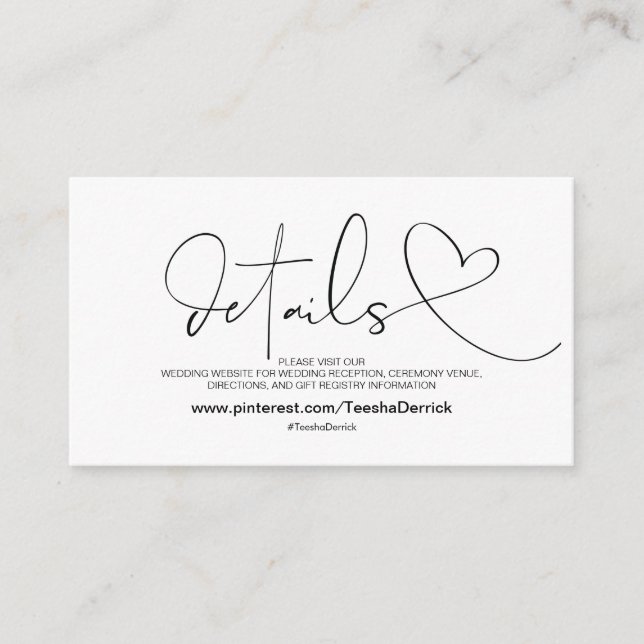 Classy Elegance Website Details Enclosure Card (Front)