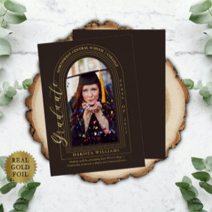 Classy Elegant Arched Photo Brown Graduation