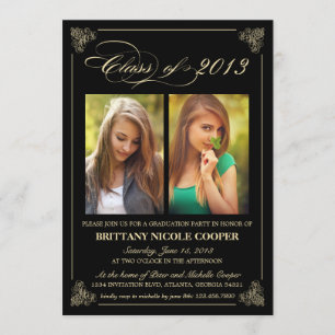 Classy Elegant Black 2013 Graduation Photo Invite
