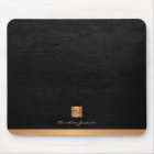 Classy elegant black leather gold monogrammed