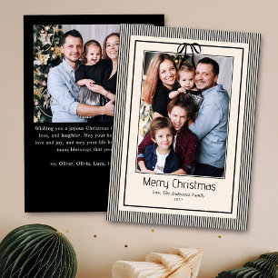 Classy Elegant Black Stripes Christmas 2 Photo Holiday Card