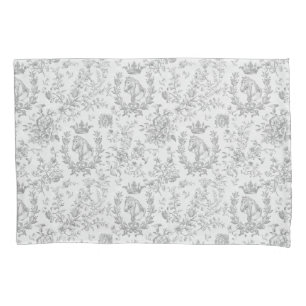 Classy Elegant Chic Black White Equestrian Toile Pillowcase