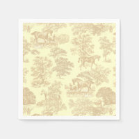 Classy Elegant Chic Horses Toile Beige Cream