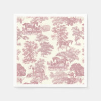 Classy Elegant Chic Pink Horses Country Toile