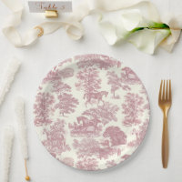 Classy Elegant Chic Pink Horses Country Toile