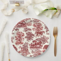 Classy Elegant Chic Red Horses Country Toile