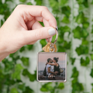 Classy Elegant Couple Photo Simple Love Quote Text Key Ring