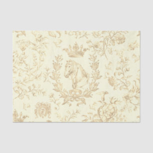 Classy Elegant Cream Beige Equestrian Floral Toile Tissue Paper