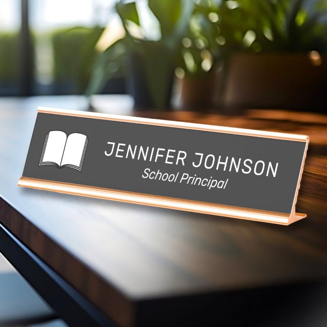 Classy Elegant Custom Name Title Logo Employee Desk Name Plate (Creator Uploaded)