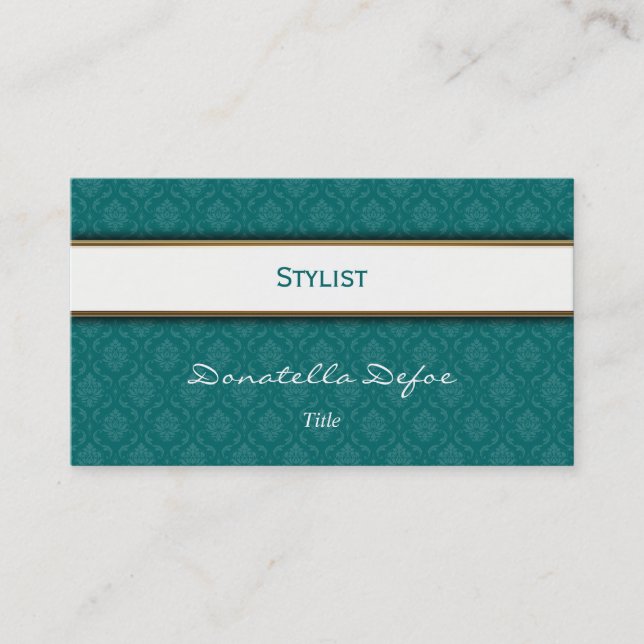 Classy Elegant Damask Professional Business Card (Front)