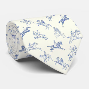 Classy Elegant Equestrian Blue White Horse Riding Tie