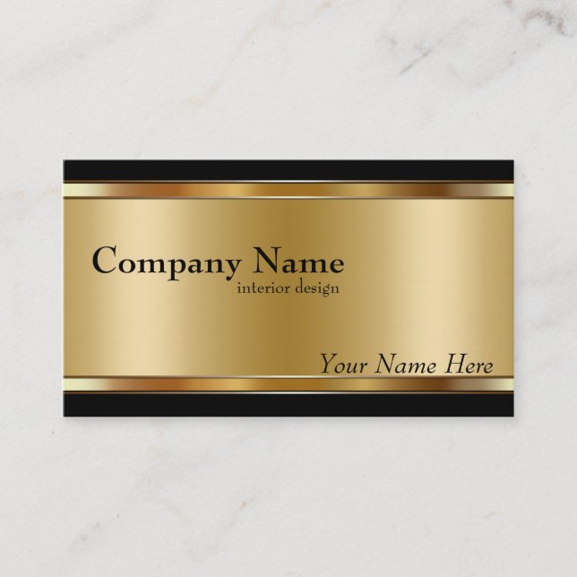 Classy Elegant Gold and Black Business Card (Front)