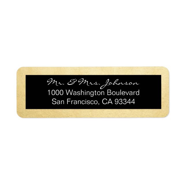 Classy Elegant Gold Foil & Black Return Address Label (Front)