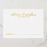 Classy Elegant Gold Foil Wedding Advice Card<br><div class="desc">Classy Elegant Gold Wedding Advice and Wishes Card
featuring title "Advice & Wishes" in gold modern script font with details in gold modern sans serif font on white background.</div>