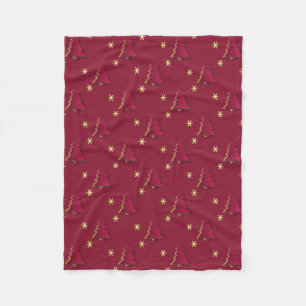 Classy Elegant Gold Red Christmas Tree Fleece Blanket