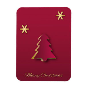 Classy Elegant Gold Red Christmas Tree Magnet