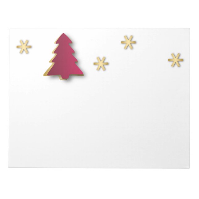 Classy Elegant Gold Red Christmas Tree Notepad (Front)