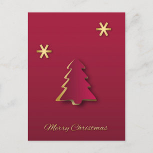 Classy Elegant Gold Red Christmas Tree Postcard