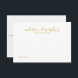 Classy Elegant Gold Wedding Advice Card<br><div class="desc">Classy Elegant Gold Wedding Advice and Wishes Card
featuring title in gold modern script font with details in gold modern sans serif font on white background.

Please Note: The foil details are simulated in the artwork. No actual foil will be used in the making of this product.</div>