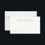 Classy Elegant Gold Wedding Advice Card<br><div class="desc">Classy Elegant Gold Wedding Advice and Wishes Card
featuring title in gold modern script font with details in gold modern sans serif font on white background.

Please Note: The foil details are simulated in the artwork. No actual foil will be used in the making of this product.</div>