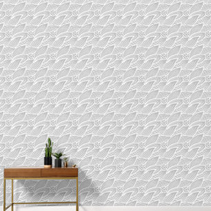 Classy Elegant Light Grey and White Floral Pattern Wallpaper