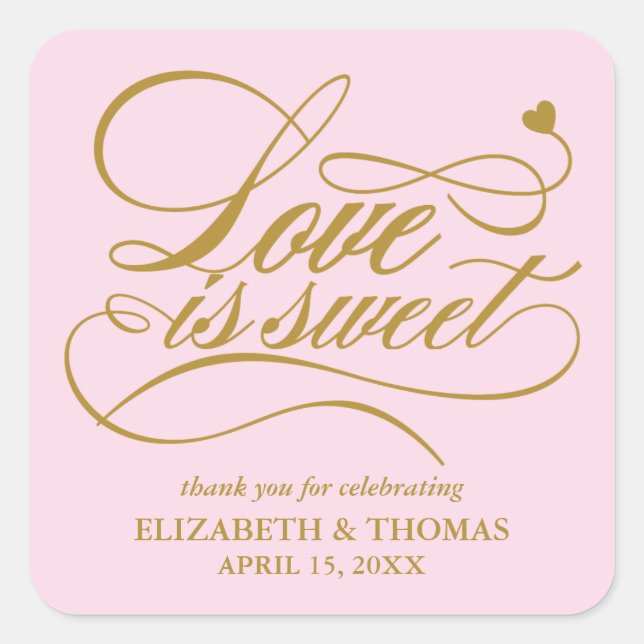 CLASSY ELEGANT LOVE IS SWEET WEDDING STICKERS (Front)