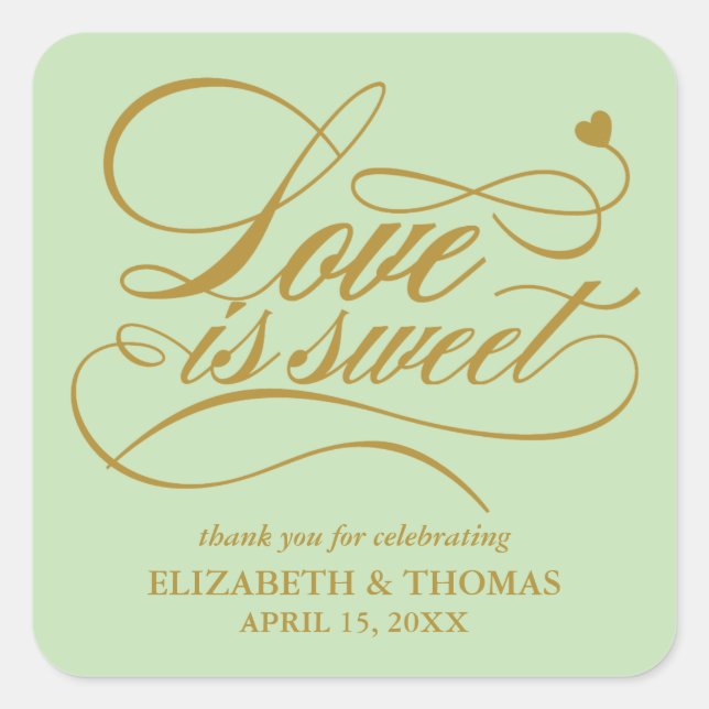 CLASSY ELEGANT LOVE IS SWEET WEDDING STICKERS (Front)