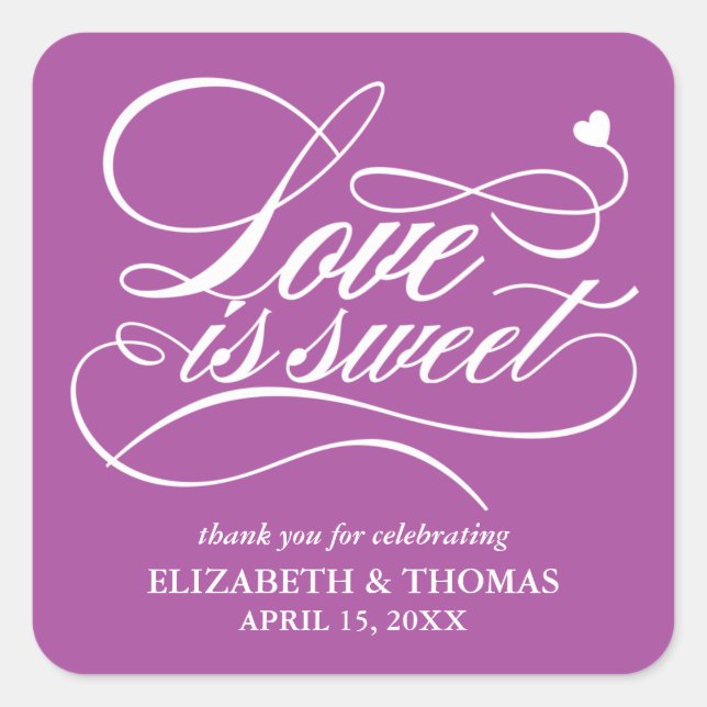 CLASSY ELEGANT LOVE IS SWEET WEDDING STICKERS (Front)