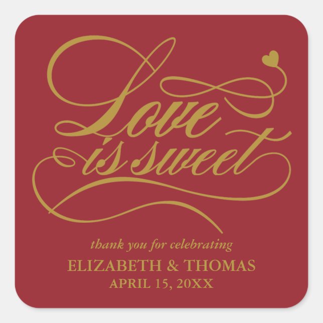 CLASSY ELEGANT LOVE IS SWEET WEDDING STICKERS (Front)
