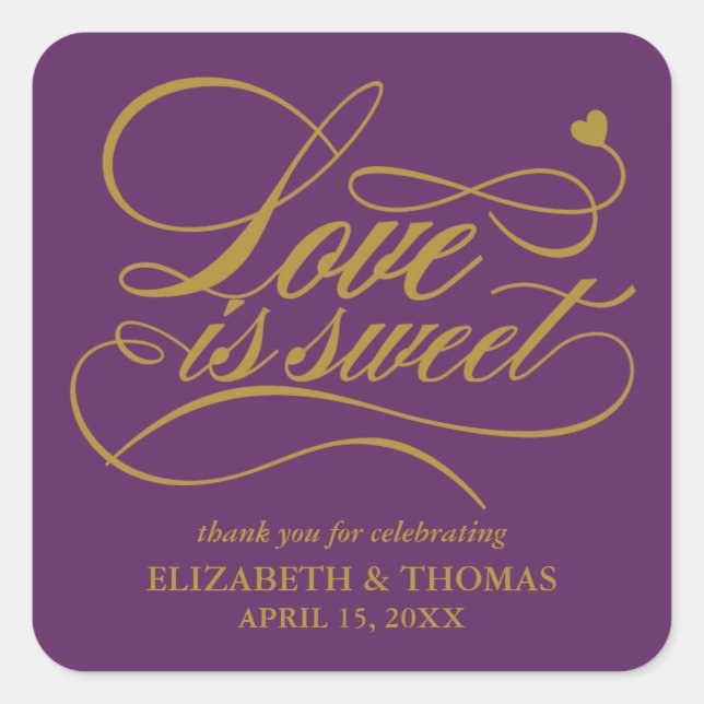 CLASSY ELEGANT LOVE IS SWEET WEDDING STICKERS (Front)