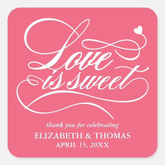CLASSY ELEGANT LOVE IS SWEET WEDDING STICKERS (Front)