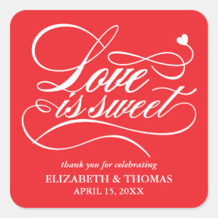 CLASSY ELEGANT LOVE IS SWEET WEDDING STICKERS