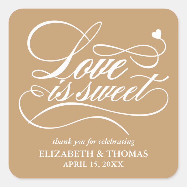 CLASSY ELEGANT LOVE IS SWEET WEDDING STICKERS (Front)