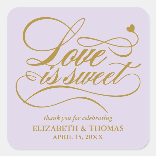 CLASSY ELEGANT LOVE IS SWEET WEDDING STICKERS (Front)