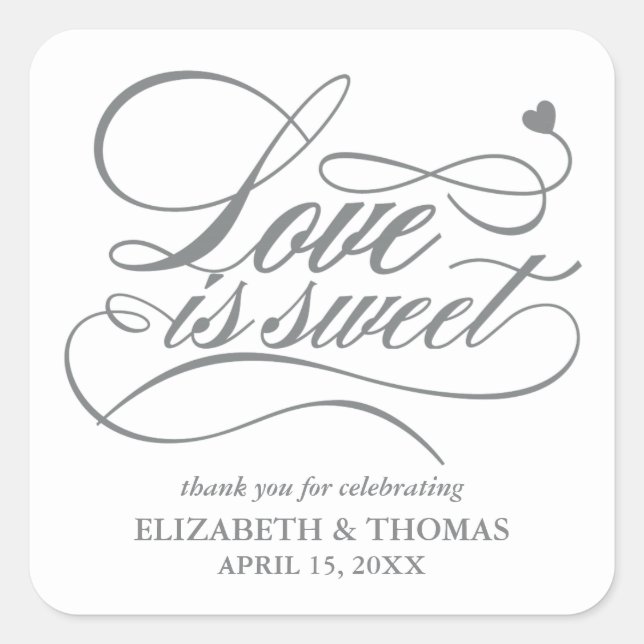 CLASSY ELEGANT LOVE IS SWEET WEDDING STICKERS (Front)