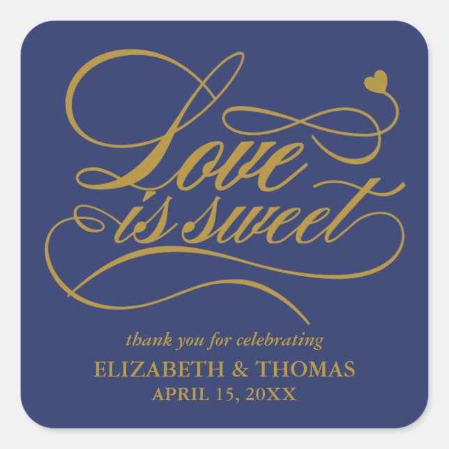 CLASSY ELEGANT LOVE IS SWEET WEDDING STICKERS (Front)