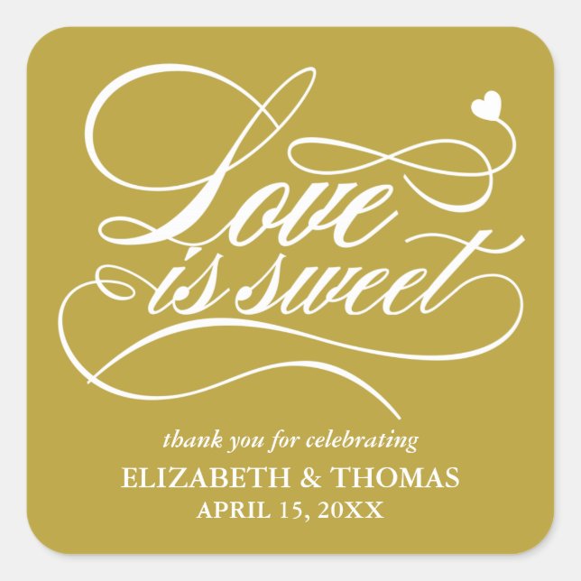 CLASSY ELEGANT LOVE IS SWEET WEDDING STICKERS (Front)