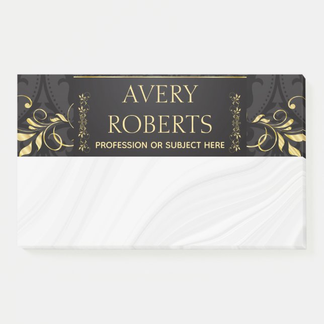 Classy Elegant Luxury Floral black gold damask Post-it Notes (Front)