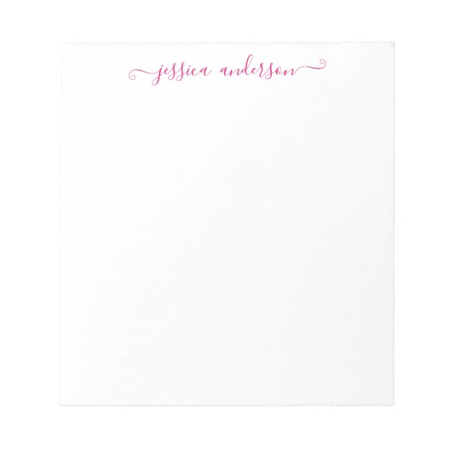 Classy Elegant Magenta Pink Feminine Girly Script Notepad (Front)