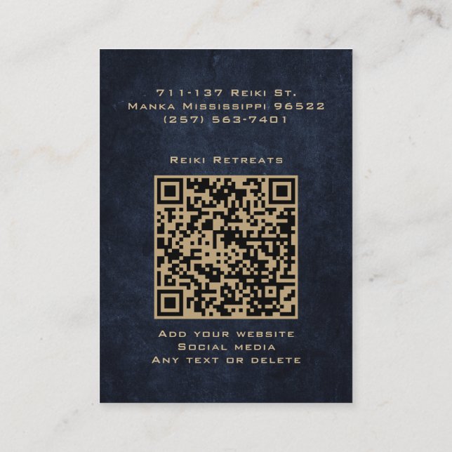  Classy Elegant Mandala Chic Luxury Gold Navy Blue Business Card (Back)