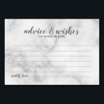 Classy Elegant Marble Wedding Advice and Wishes Table Number<br><div class="desc">Classy Elegant White Marble Wedding Advice and Wishes Card featuring title in grey modern script font with details in grey modern sans serif font on white marble background.
Perfect for wedding,  baby shower,  birthday party,  bridal shower,  bachelorette party and any special occasions.</div>