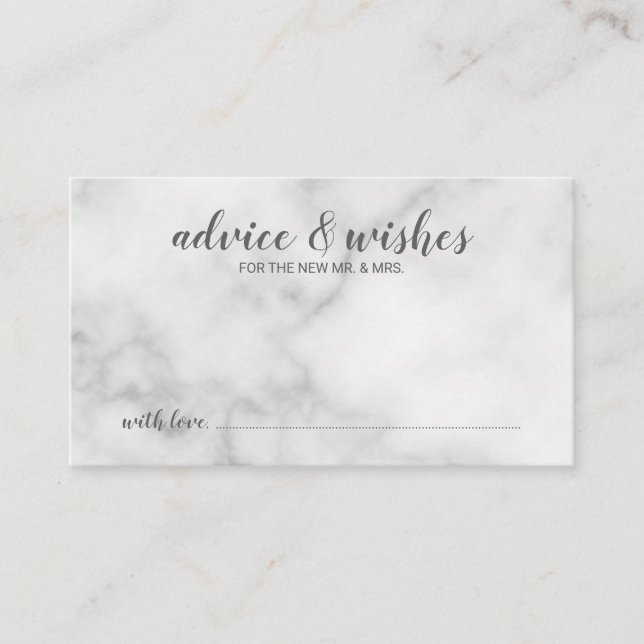 Classy Elegant Marble Wedding Advice Card (Front)