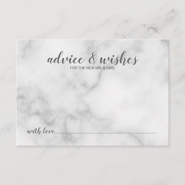 Classy Elegant Marble Wedding Advice Card (Front)